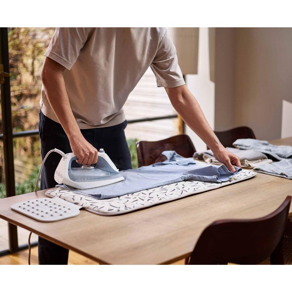 Joseph Joseph Swift Folding Iron and Steaming Mat with Silicone Iron Rest in Ecru, , large