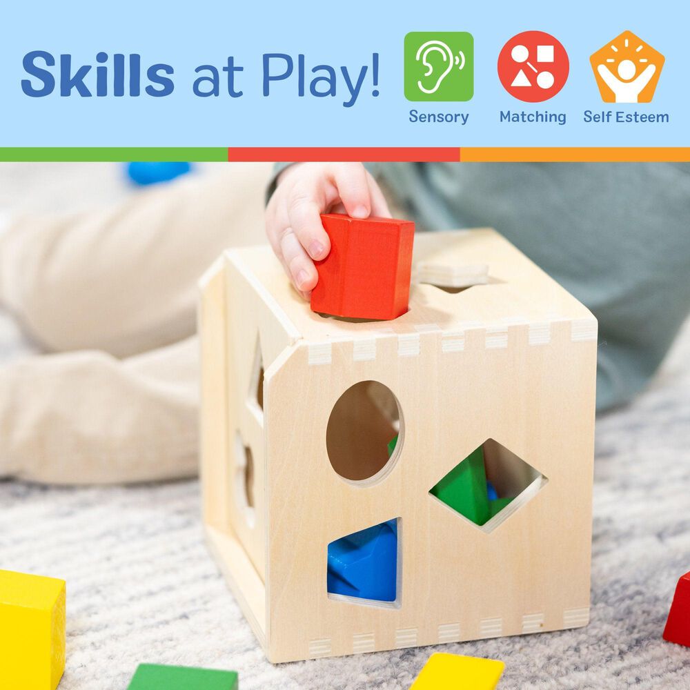 Melissa &amp; Doug Shape Sorting Cube Wooden Toy, , large