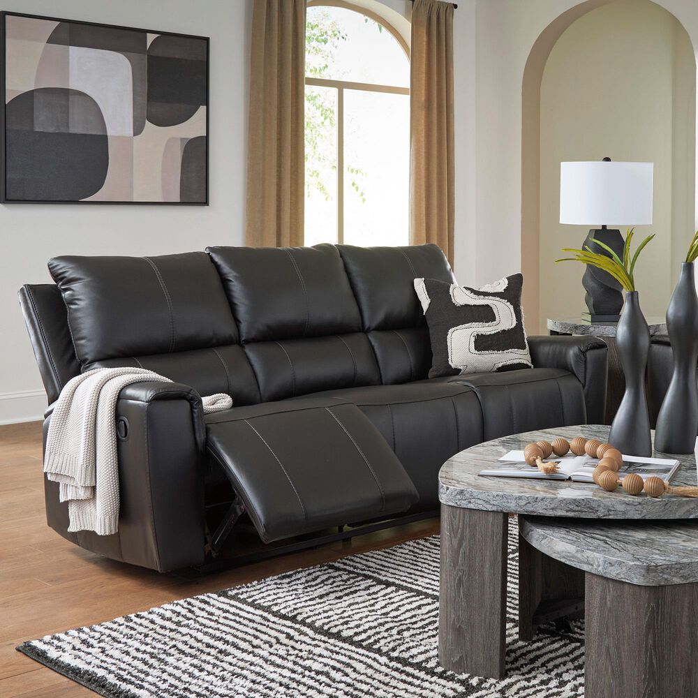 Ashley Glossmore Manual Reclining Sofa in Black, , large