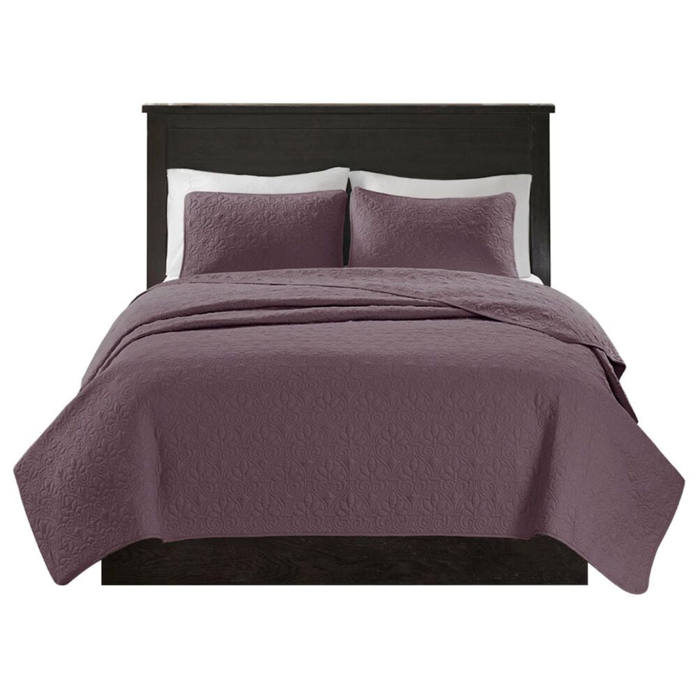 Hampton Park Quebec 3-Piece Full/Queen Quilt Set in Purple, , large