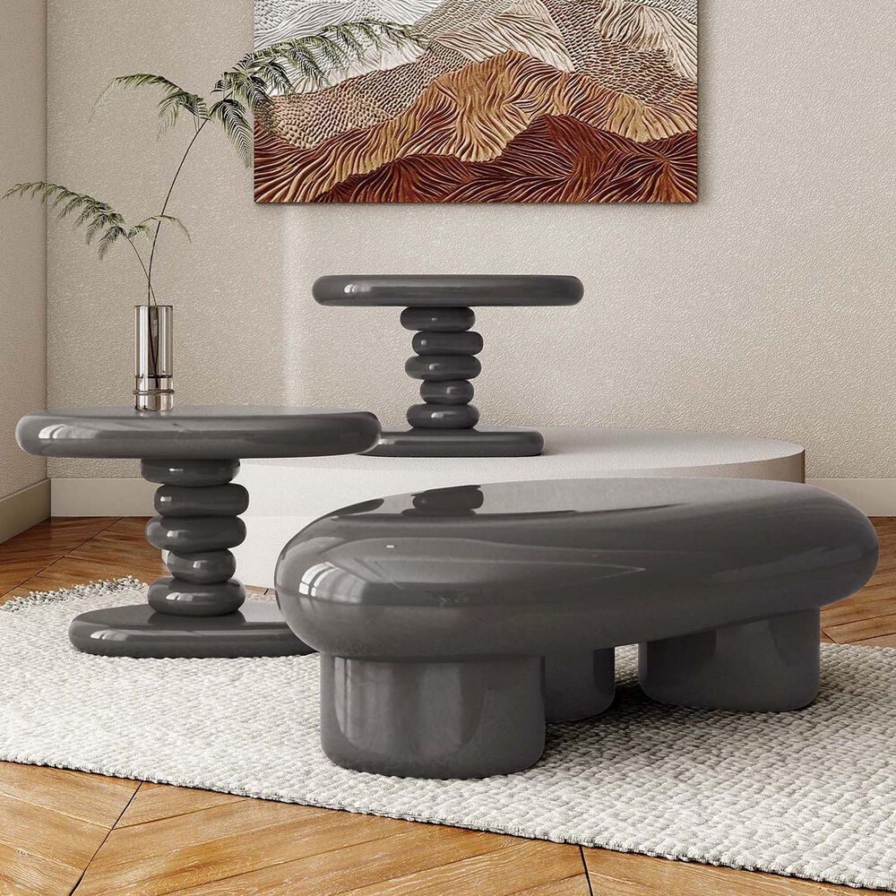 Furniture of America Rene 3-Piece Table Set in Dark Gray, , large