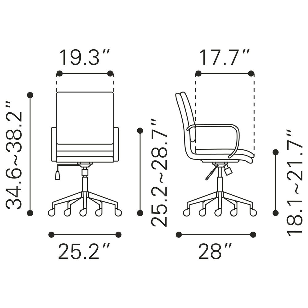 Zuo Modern Partner Office Chair in White and Chrome, , large