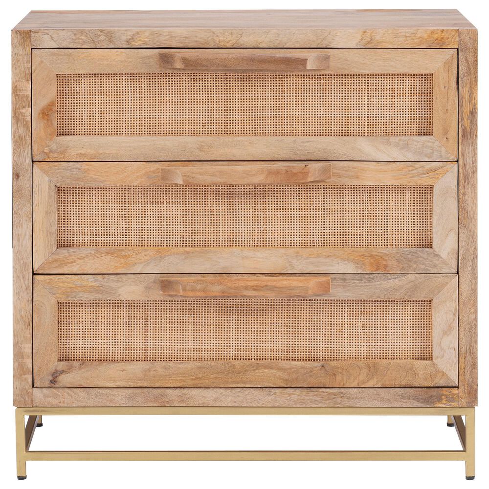 Linon Home Decor Janie 3-Drawer Cabinet in Natural and Gold, , large