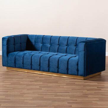 Baxton Studio Loreto Sofa in Navy Blue, , large