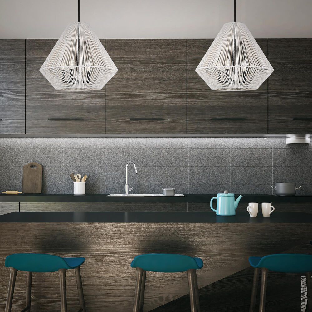 Golden Lighting Valentina 4-Light Pendant in Matte Black with White Shade, , large