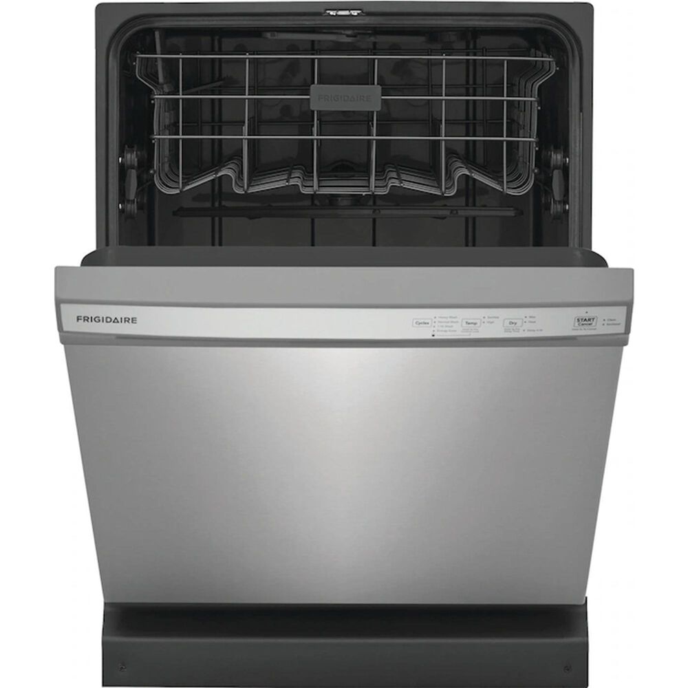 Frigidaire 3 Piece Kitchen Package with 25.6 Cu. Ft. Standard Depth Side-by-Side Refrigerator, 30&quot; Freestanding Gas Range with Quick Boil Burner, 24&quot; Built-In Dishwasher with MaxDry in Stainless Steel, , large