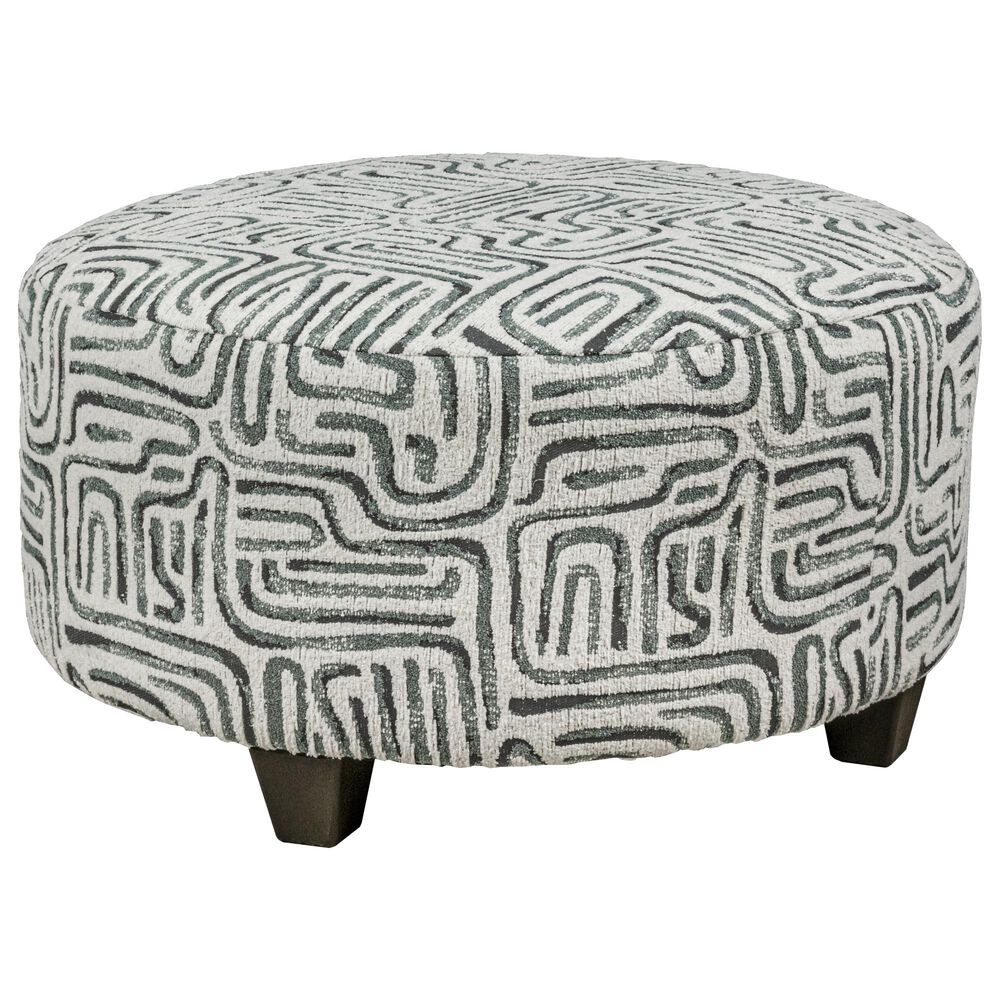 American Furniture Manufacture Round Cocktail Ottoman in Intellect Jade, , large