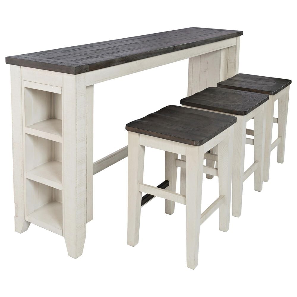 Waltham Madison County Sofa Console and 3 Stools in Vintage White and Barnwood, , large