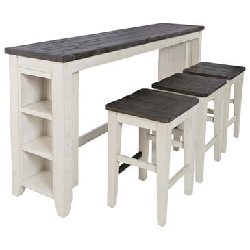 Waltham Madison County Sofa Console and 3 Stools in Vintage White and Barnwood, , large