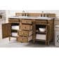 James Martin Vanities Brittany 60" Double Bathroom Vanity in Saddle Brown with 3 cm Carrara White Marble Top and Rectangular Sinks, , large