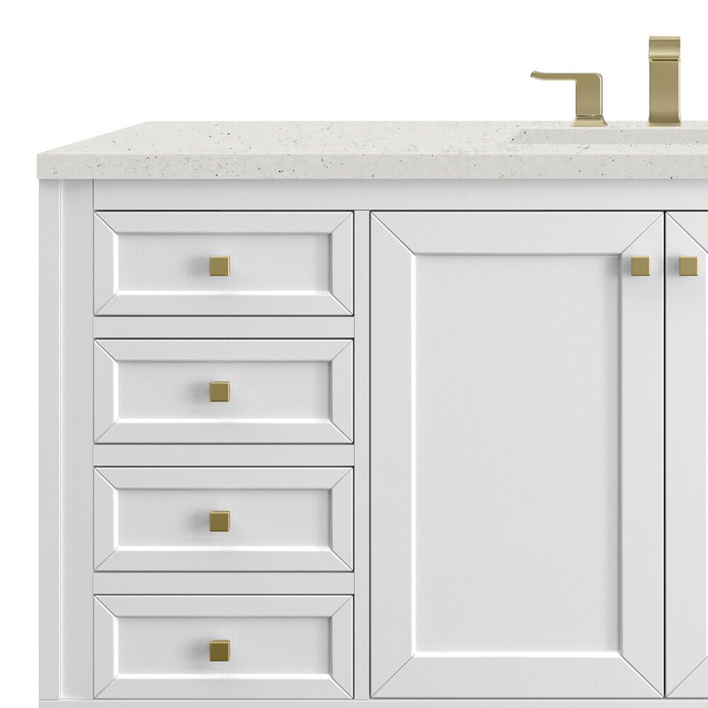 James Martin Vanities Chicago 60&quot; Single Bathroom Vanity in Glossy White with 3 cm Lime Delight Quartz Top and Rectangular Sink, , large