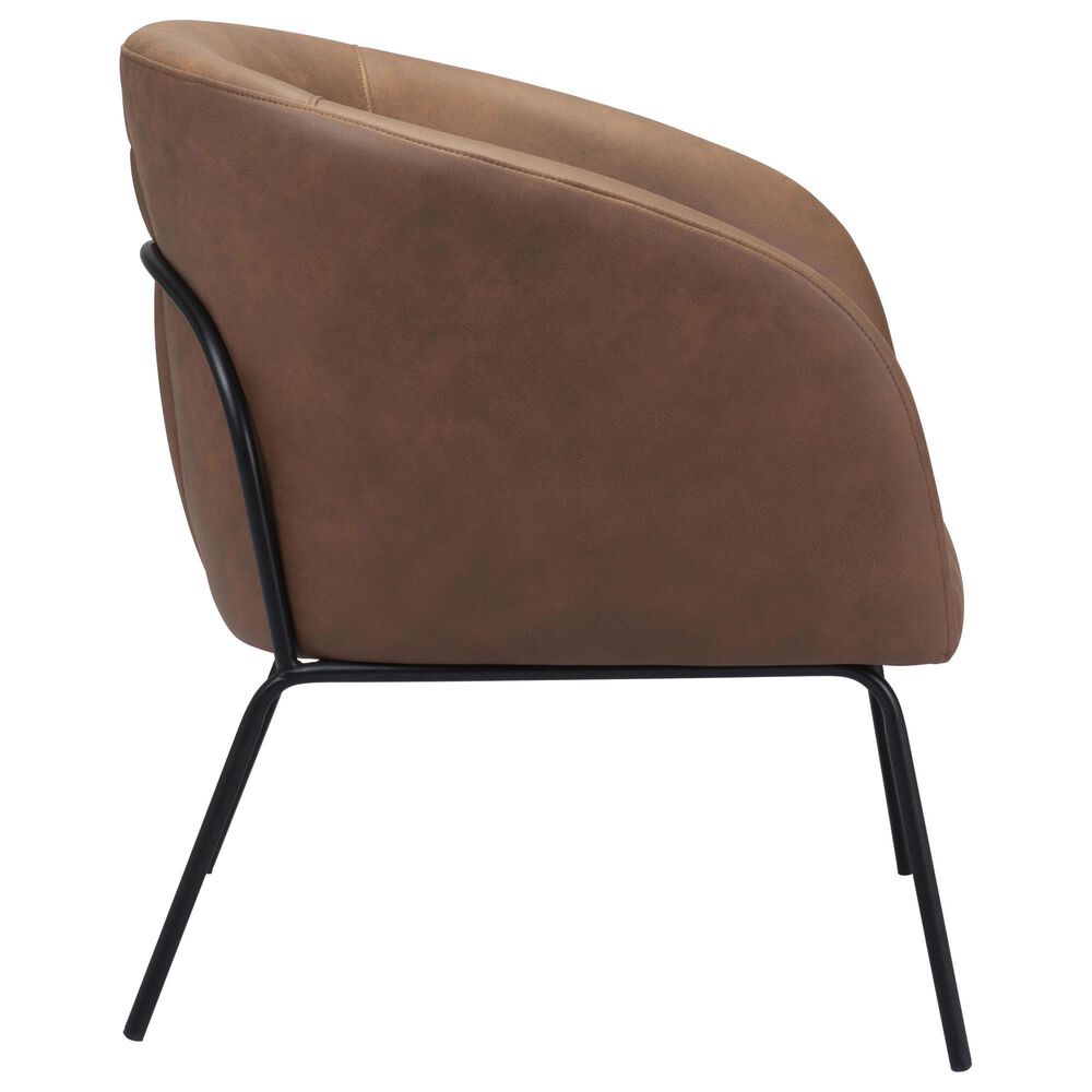 Zuo Modern Quinten Accent Chair in Vintage Brown and Gold, , large