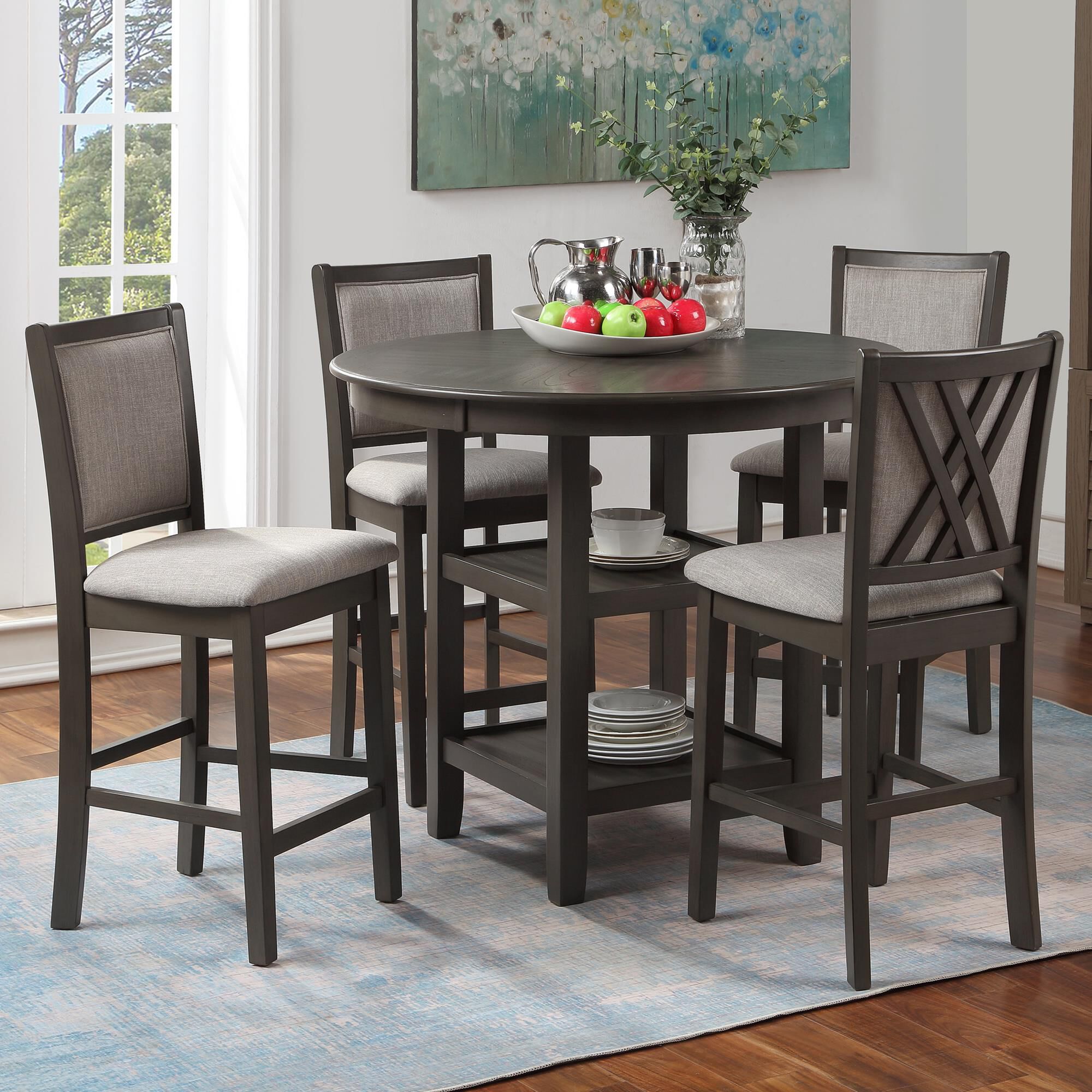 5 piece counter height dining set round deals