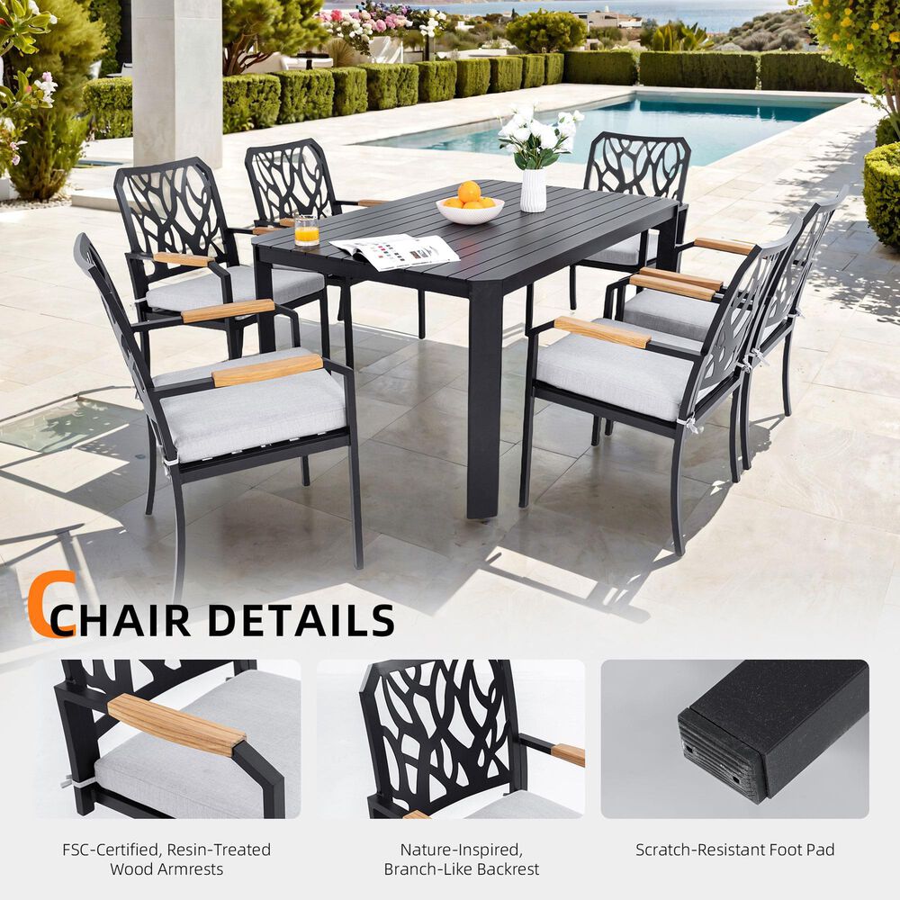 Hearth and Haven Patio Dining Chair with Branch-Like Backrest in Bourbon Brown &#40;Set of 2&#41;, , large