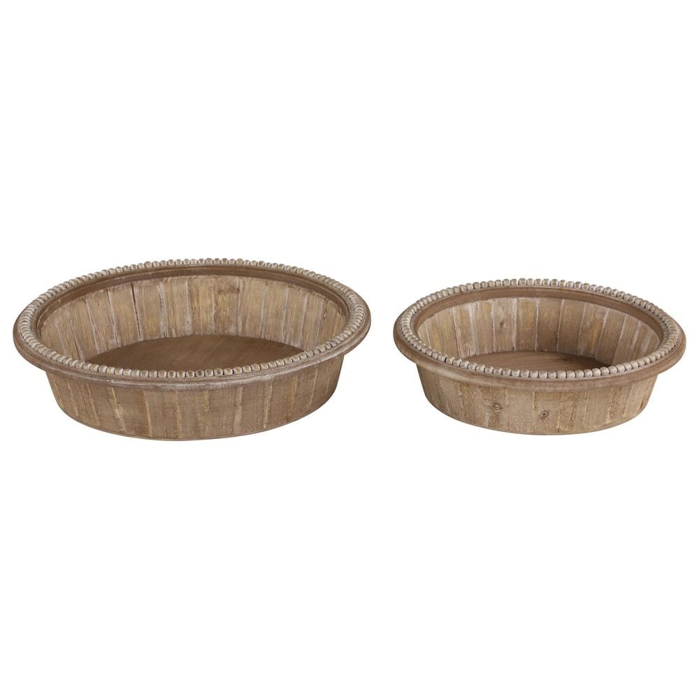 Maple and Jade Rustic Wood Tray in Brown (Set of 2), , large