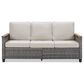 Sunwell Garden 32"H 3-Seater Outdoor Sofa with Acacia Wood Armrests and Beige Cushions in Gray, , large
