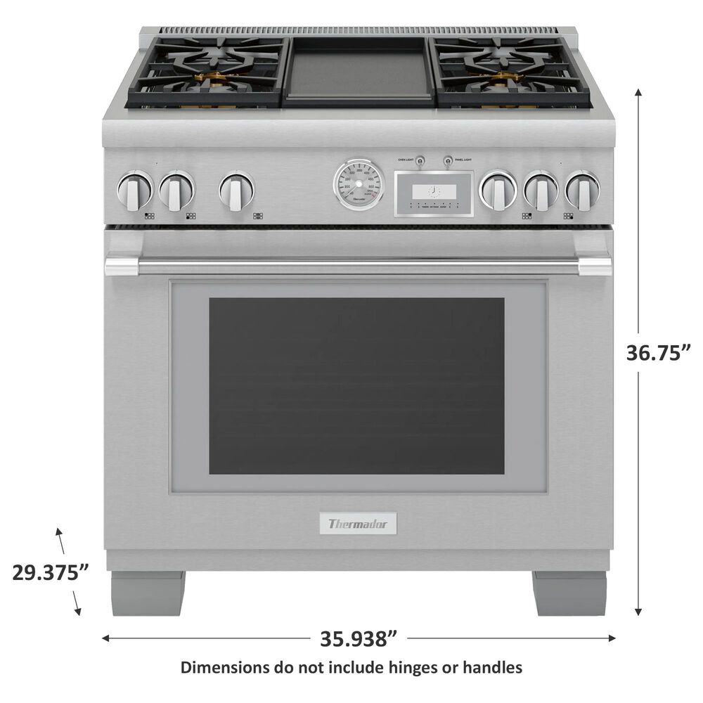 Thermador 36&quot; Pro Grand Dual Fuel Range with 4 Burners in Stainless Steel, , large