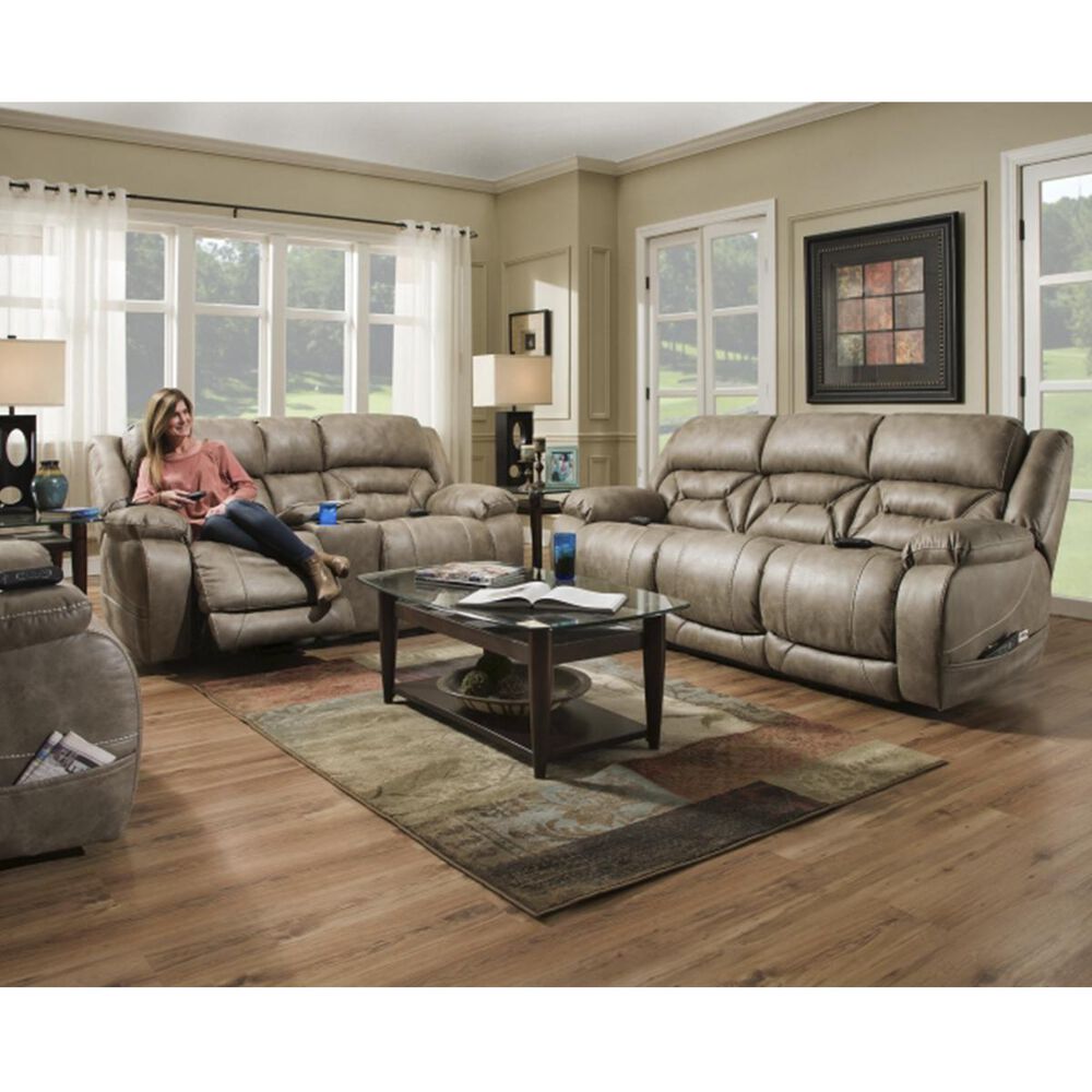 HomeStretch Enterprise Double Reclining Power Sofa in Mushroom, , large