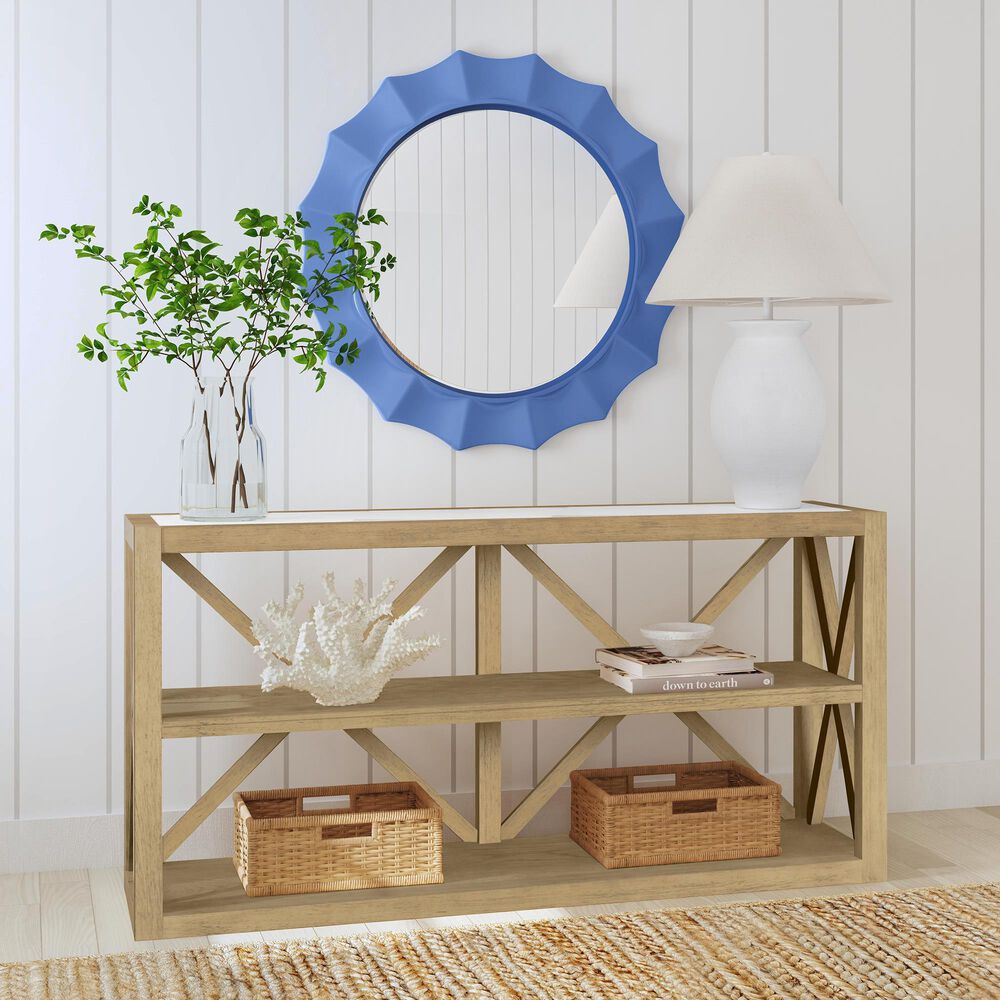 Bassett Mirror Company Holden Console Table in Rustic Blonde and White, , large