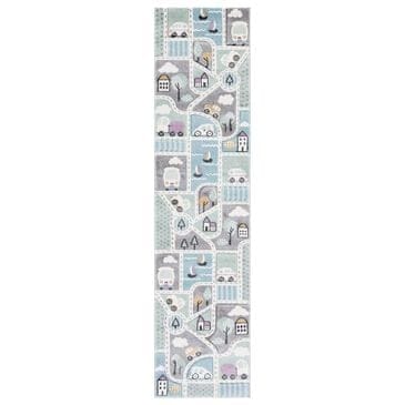 Safavieh Carousel 2" x 8" Grey and Light Blue Kids Runner, , large