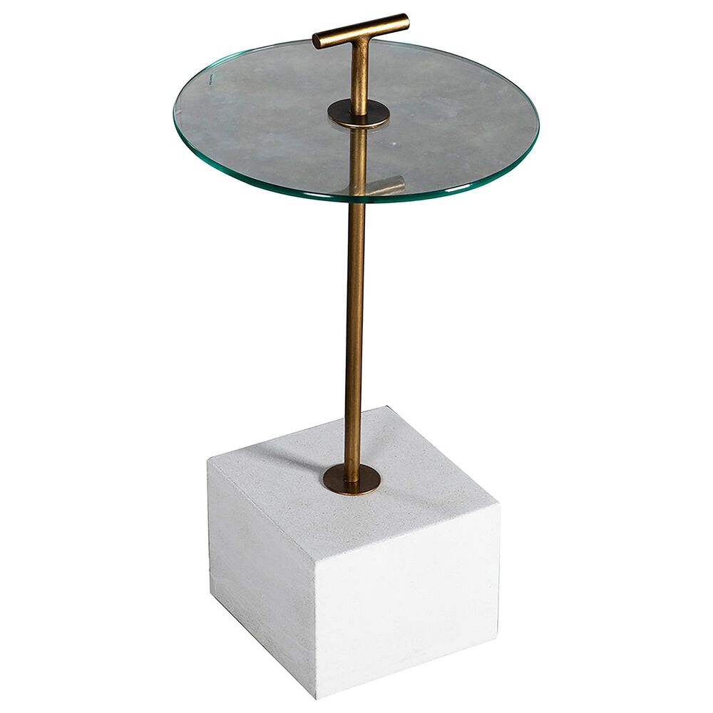 Blue Sun Designs Romney End Table in White and Brass, , large