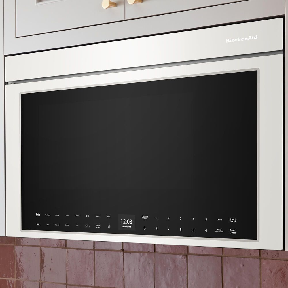 KitchenAid 1.1 Cu. Ft. Multifunction Over-the-Range Microwave Oven with Flush Built-In Design in Porcelain White, , large