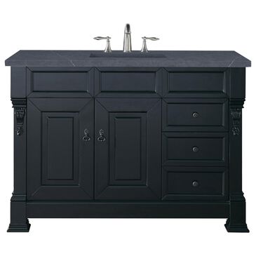 James Martin Brookfield 48" Single Bathroom Vanity in Antique Black with 3 cm Charcoal Soapstone Quartz Top and Rectangle Sink, , large