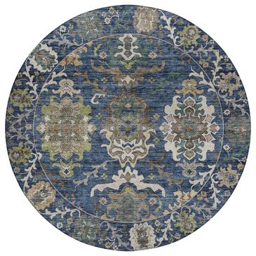 Dalyn Rug Company Silk Road Navy, Gold, Copper, Blue, Teal, Mocha and Fern 8" Round Area Rug, , large
