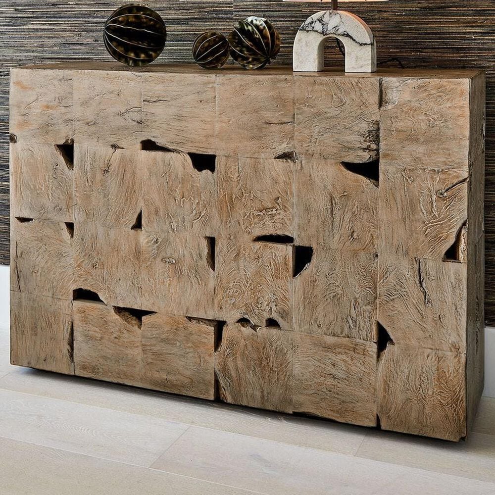 Uttermost Teak Tac Toe Console Table in Light, , large