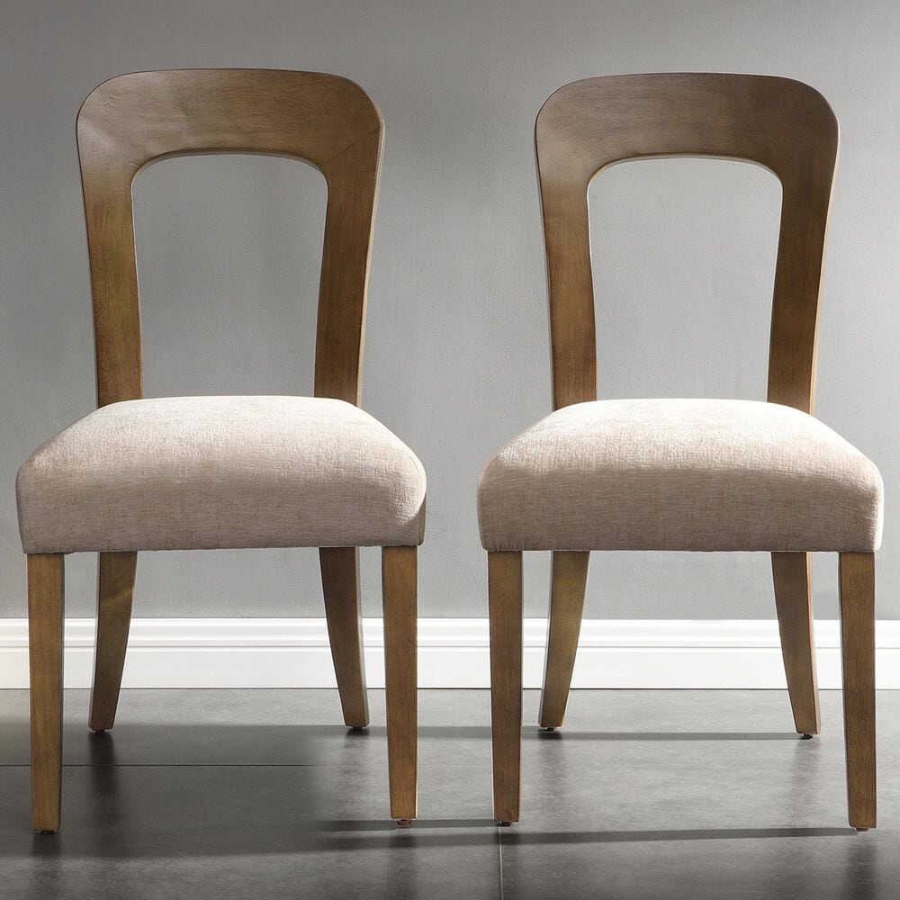 Hearth and Haven Upholstered Side Chair with Beige Cushion in Light Brown &#40;Set of 2&#41;, , large
