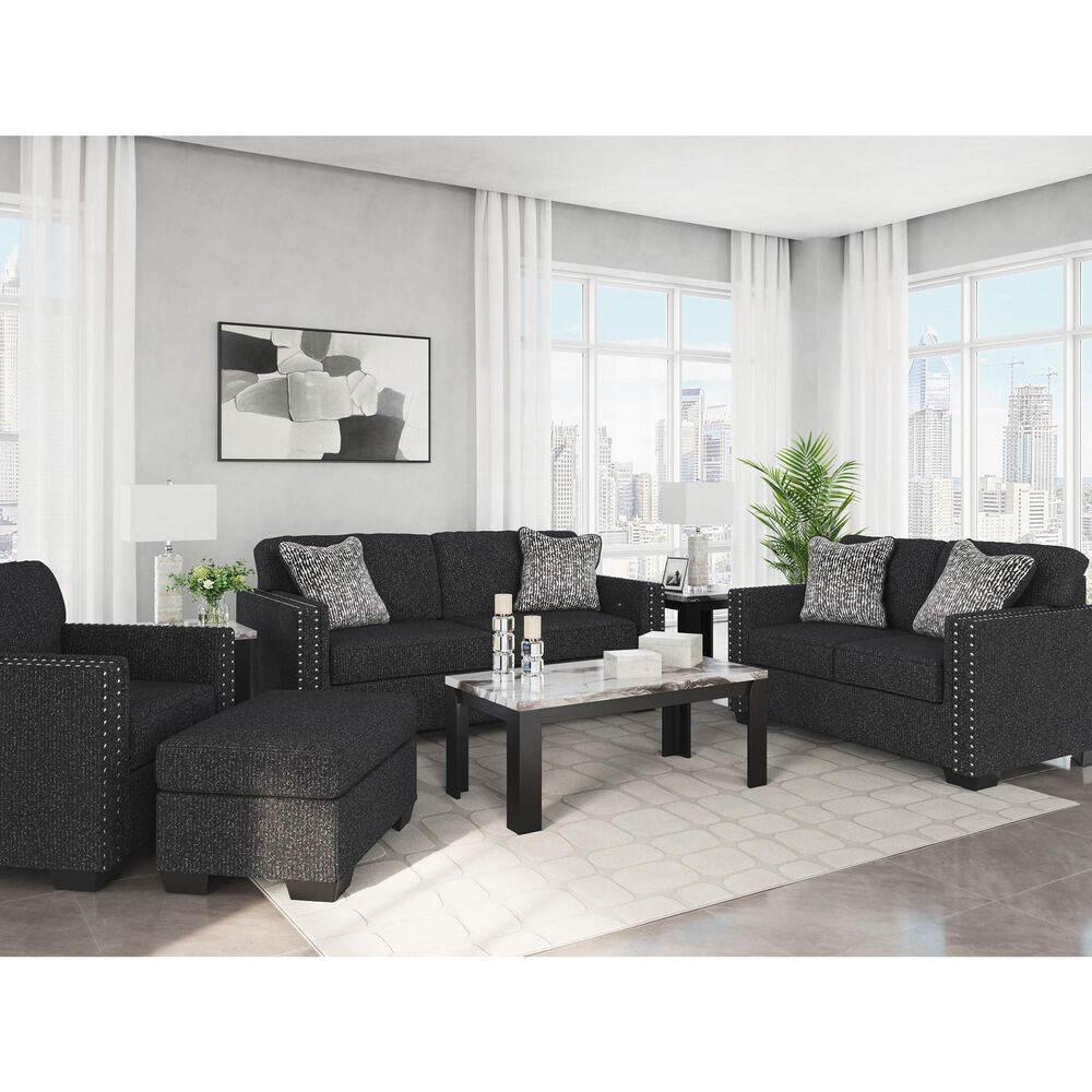 Ashley Jasmine Peaks Ottoman in Coal, , large