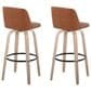 LumiSource Toriano Swivel Bar Stool with Camel Faux Leather Upholstery in Whitewashed and Black (Set of 2), , large