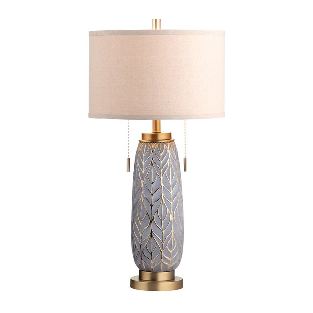 Crestview Collection Nessa Carved Leaves Table Lamp in Blue, , large