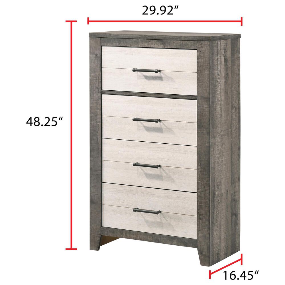 Crown Mark Rhett 5-Piece King Platform Bedroom Set in Gray and White, , large