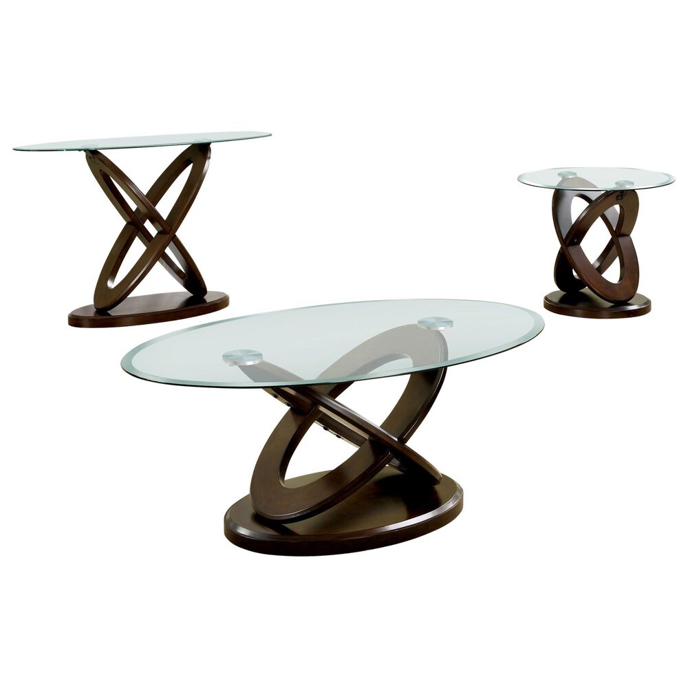 Furniture of America Escobar 3-Piece Occasional Table Set in Dark Walnut, , large
