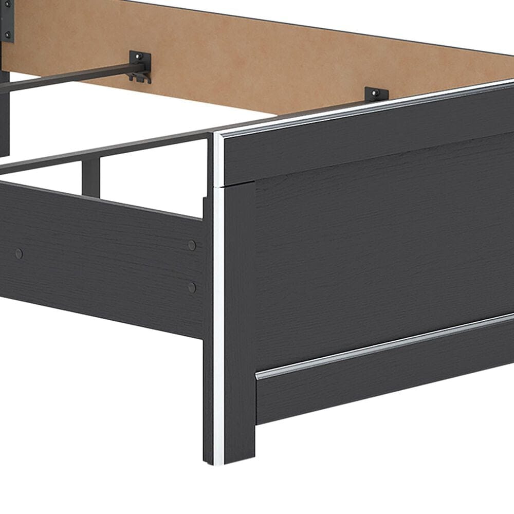 Ashley Zuraleus Queen Upholstered Panel Bed in Matte Black and Chrome, , large