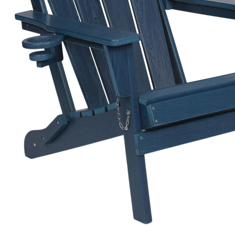 Hearth and Haven 34" Outdoor Folding Adirondack Chair with Cup Holder in Navy Blue, , large