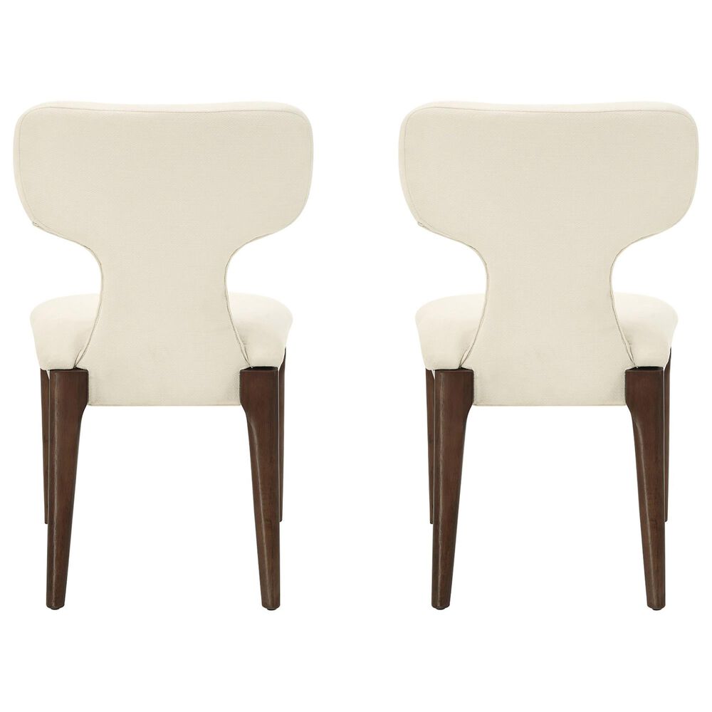 HOMLUX Koen Upholstered Side Chair with Beige Chenille Upholstery in Brown Oak (Set of 2), , large
