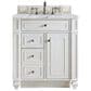 James Martin Vanities Bristol 30" Single Bathroom Vanity in Bright White with 3 cm Carrara White Marble Top and Rectangular Sink, , large