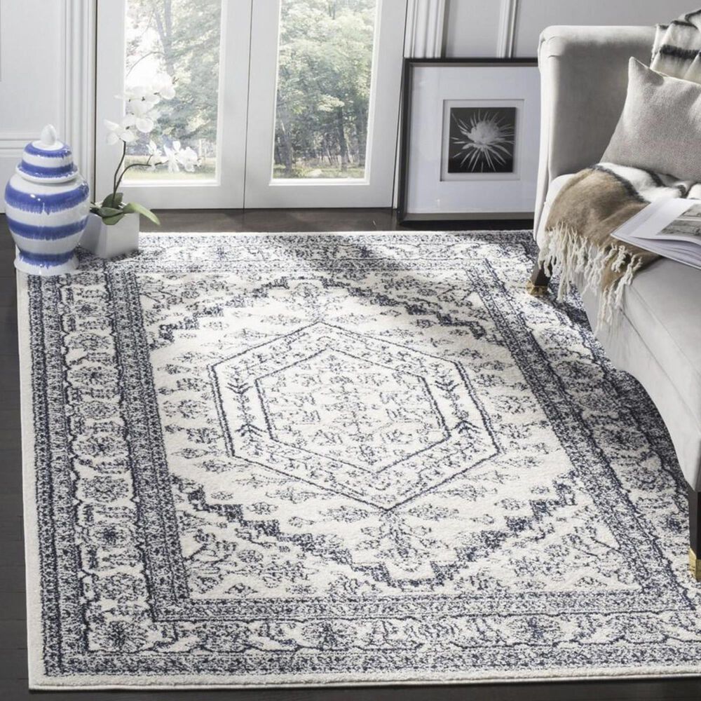 Safavieh Adirondack ADR108R 5"1" x 7"6" Ivory and Navy Area Rug, , large