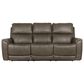 Flexsteel Carter Power Reclining Sofa with Console and Power Headrests and Lumbar in Gray, , large