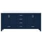 Lexora Home Jacques 72" Double Bathroom Vanity in Navy Blue with 2 cm White Quartz Top and Rectangular Sinks, , large