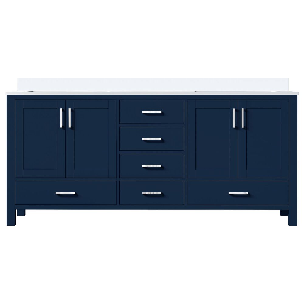 Lexora Home Jacques 72" Double Bathroom Vanity in Navy Blue with 2 cm White Quartz Top and Rectangular Sinks, , large
