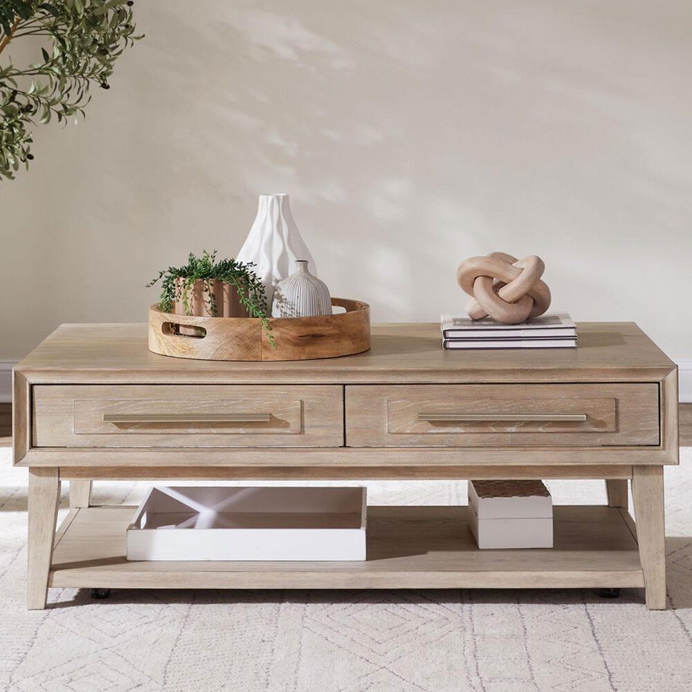 Belle Furnishings Brentwood 2-Drawer Cocktail Table in Sandstone, , large