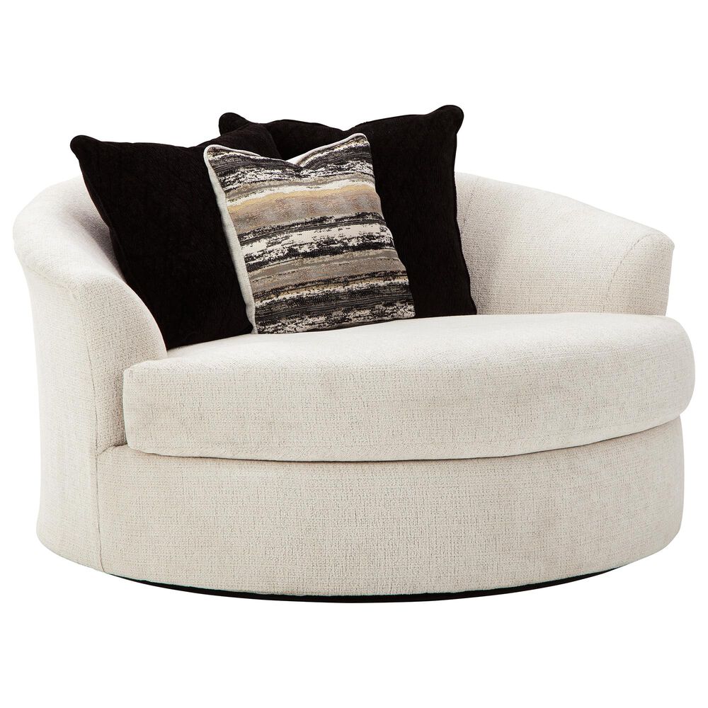 Ashley Cambri Oversized Round Swivel Chair in Snow, , large