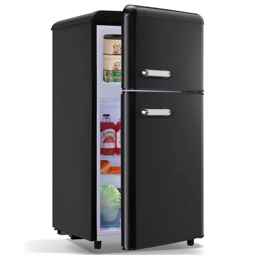 HOMLUX 3.5 Cu. Ft. Top Freezer Refrigerator with Dual Doors and Adjustable Shelves in Black, , large
