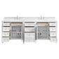 James Martin Brittany 84" Double Bathroom Vanity in Bright White with 3 cm White Zeus Top and Rectangular Sinks, , large