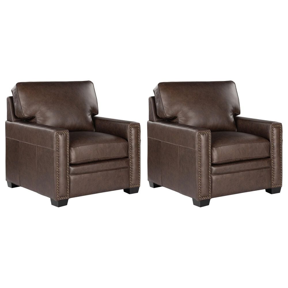 Italiano Furniture Dalton Accent Chair in Brown Chestnut (Set of 2), , large