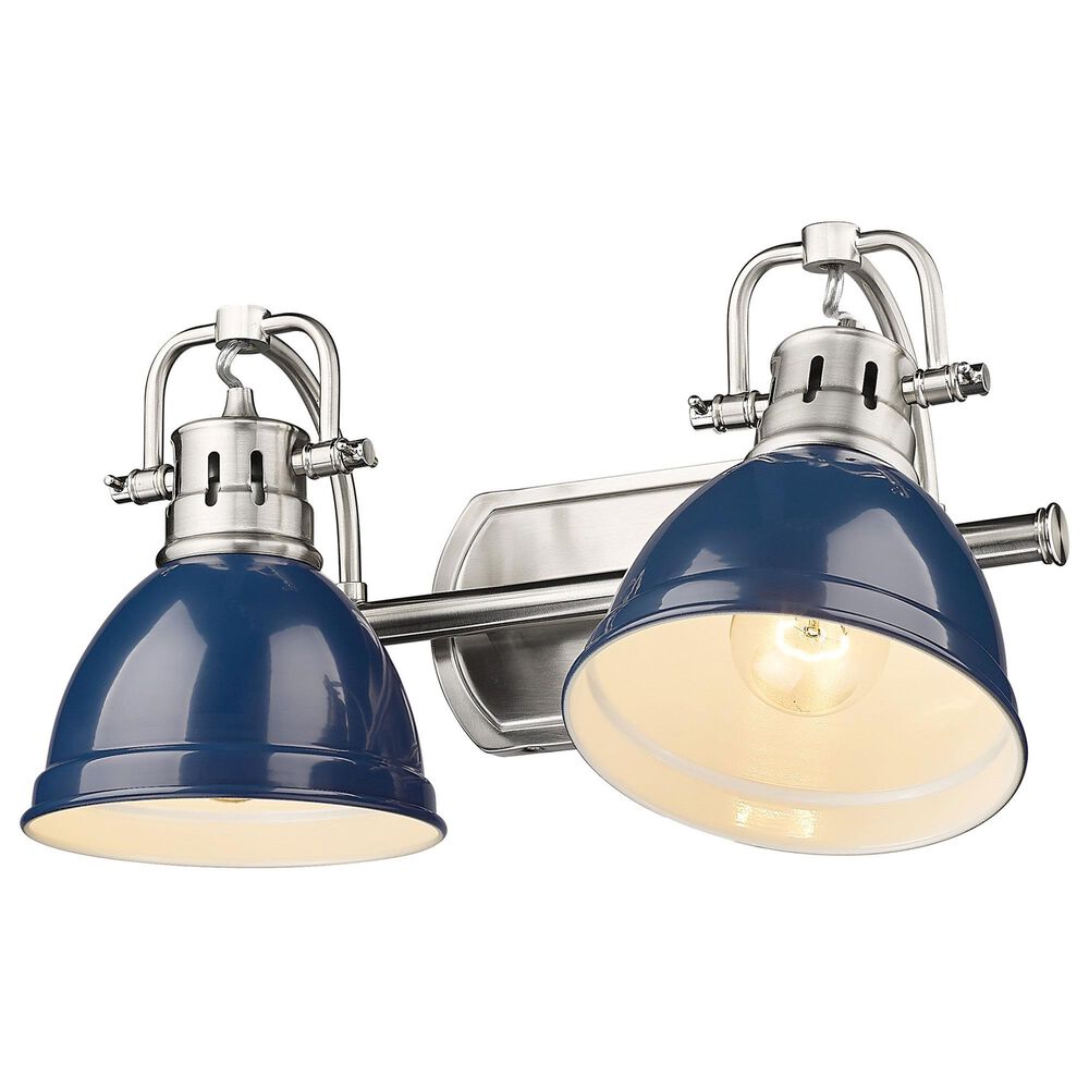 Golden Lighting Duncan 2-Light Bath Vanity with Navy Shades in Pewter, , large