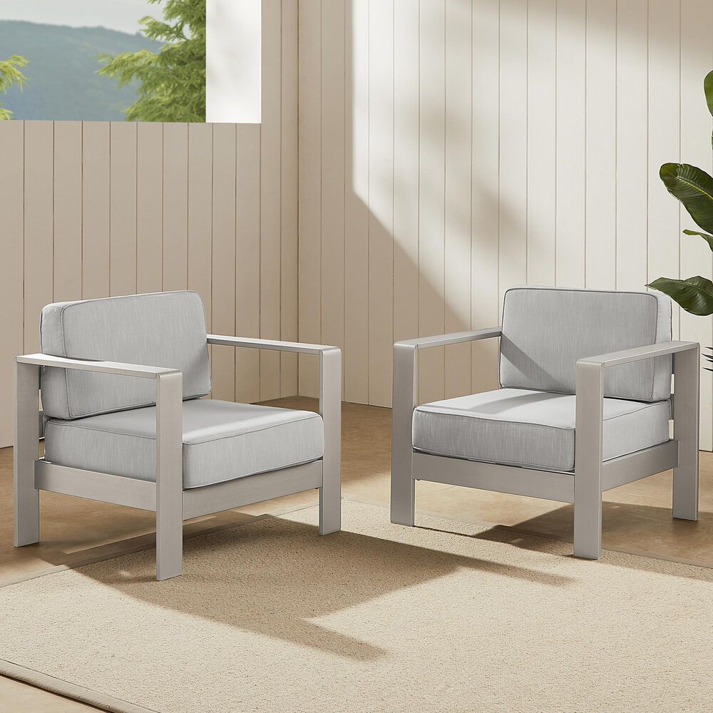 Linon Home Decor Karah Patio Arm Chair in Grey (Set of 2), , large